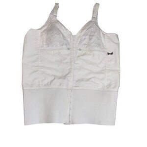 Linda Vintage Womens Top Size 36 White Bridal Corset Zip Pockets Sleeveless